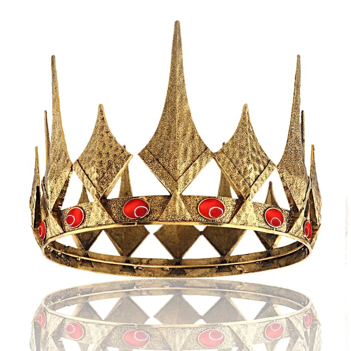 Baroque Big Round Metal Crown With Imitation Gem Royal Ball Party Tiara