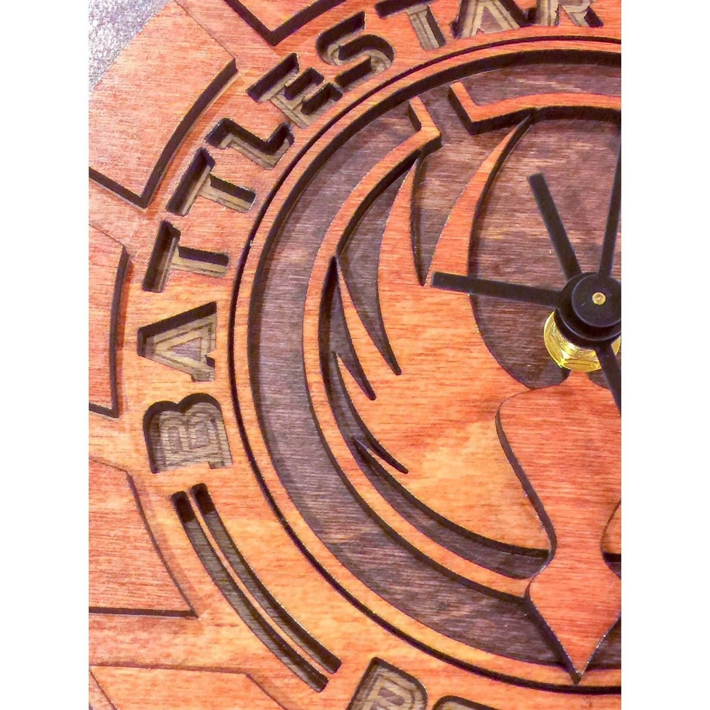 Battlestar Galactica Laser Cut Stained Wood Clock - 