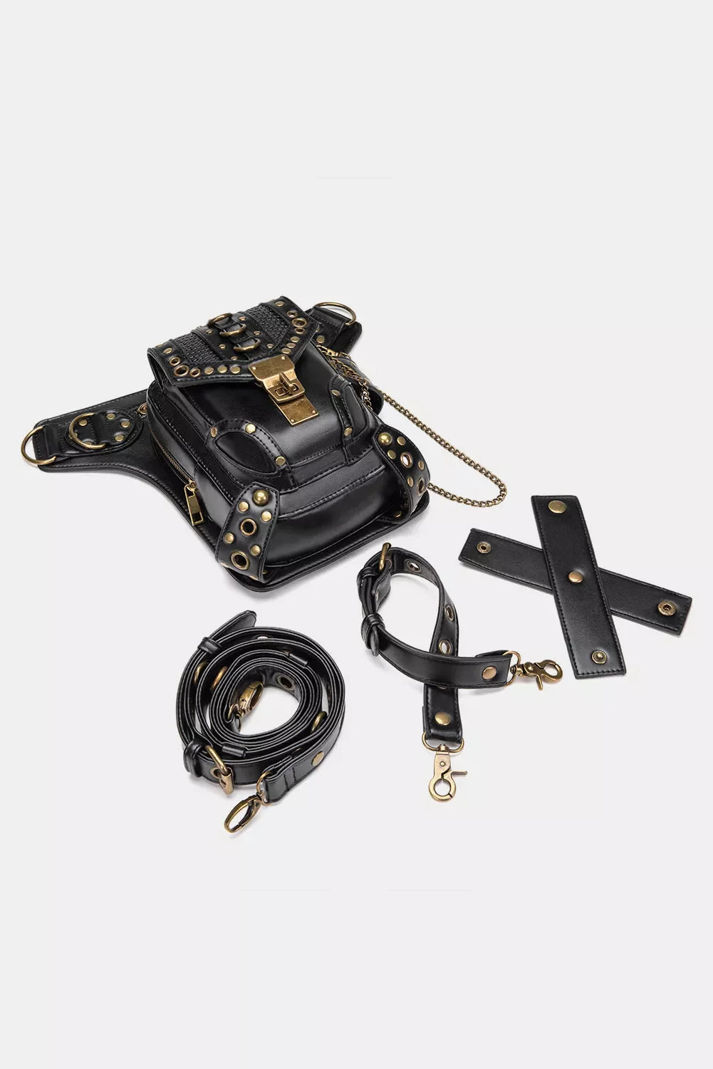 Steampunk Rivet Decor Multipurpose Crossbody Bag
