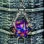 Claw Blended Purple D20 Keychain Featuring Silver Metal Dragon Claw + d20 - 