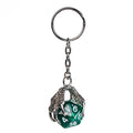 Claw Green D20 Keychain Featuring Silver Metal Dragon Claw + d20 - 