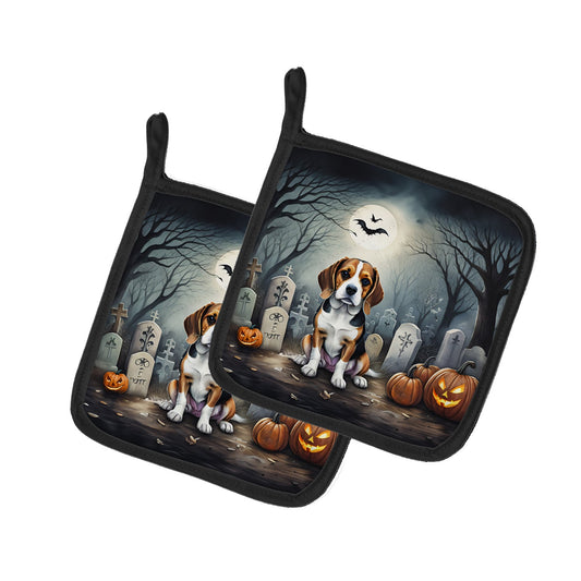 Beagle Spooky Halloween Pair of Pot Holders Kitchen Heat Resistant Pot Holders Sets Oven Hot Pads for Cooking Baking BBQ, 7 1/2 x 7 1/2