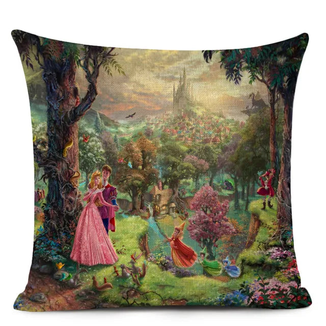 Beautiful Fairy Tale Linen Cushion Cover American Countryside Fields Gardens Scenery Art Oil Painting Decorative Pillowcase