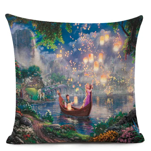 Beautiful Fairy Tale Linen Cushion Cover American Countryside Fields Gardens Scenery Art Oil Painting Decorative Pillowcase