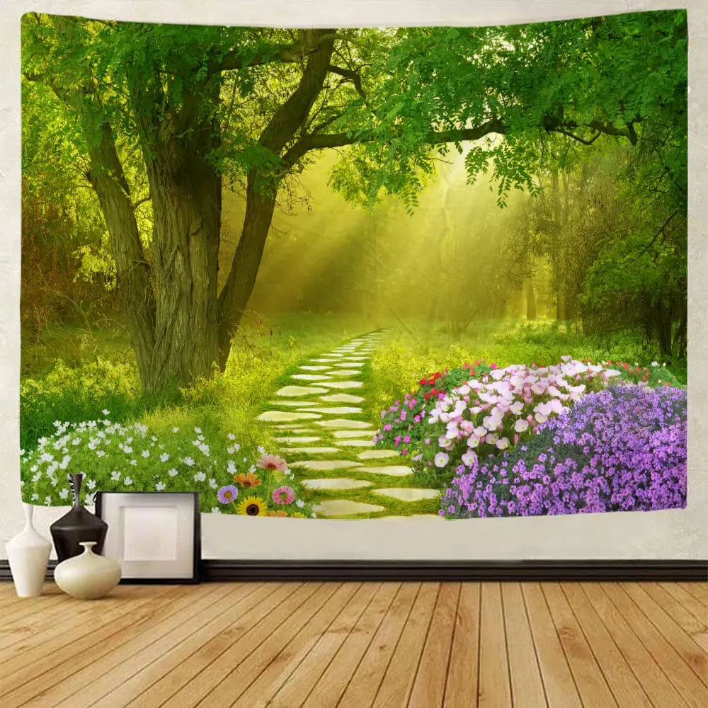 Beautiful nature waterfall tapestry forest print seascape hippie wall hanging bohemian wall tapestry mandala wall decoration