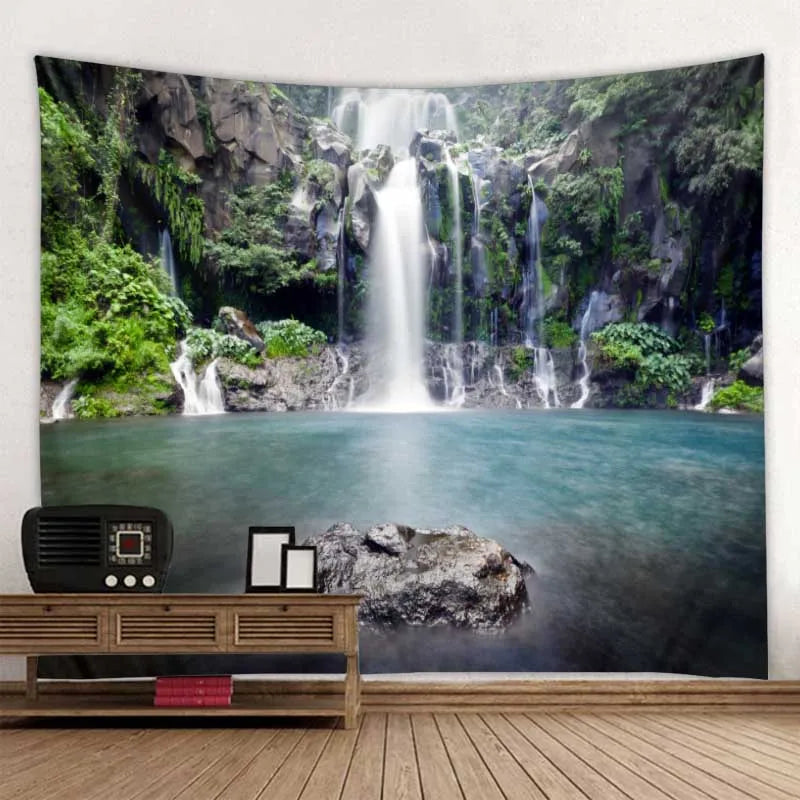 Beautiful nature waterfall tapestry forest print seascape hippie wall hanging bohemian wall tapestry mandala wall decoration