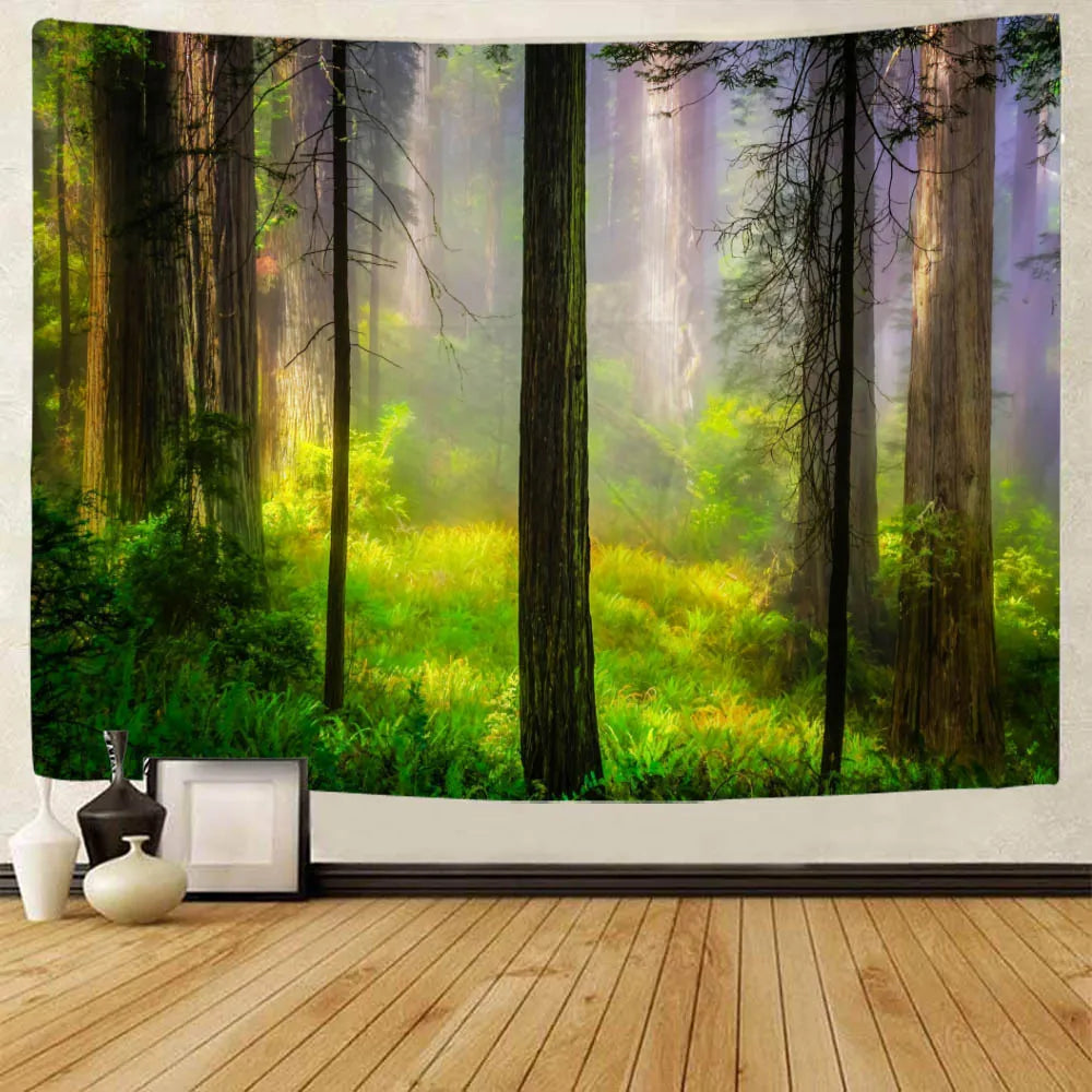 Beautiful nature waterfall tapestry forest print seascape hippie wall hanging bohemian wall tapestry mandala wall decoration