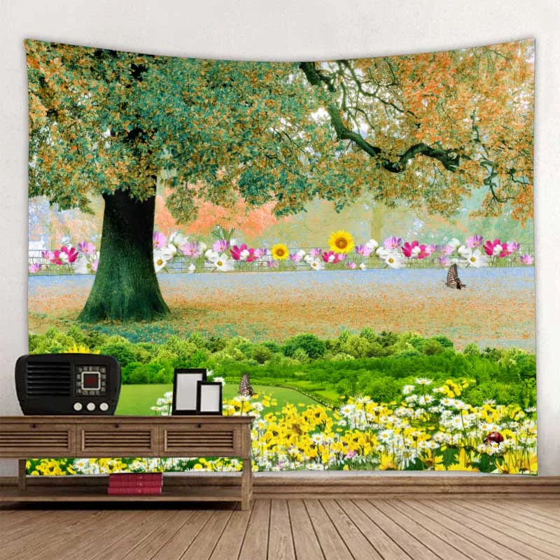 Beautiful nature waterfall tapestry forest print seascape hippie wall hanging bohemian wall tapestry mandala wall decoration