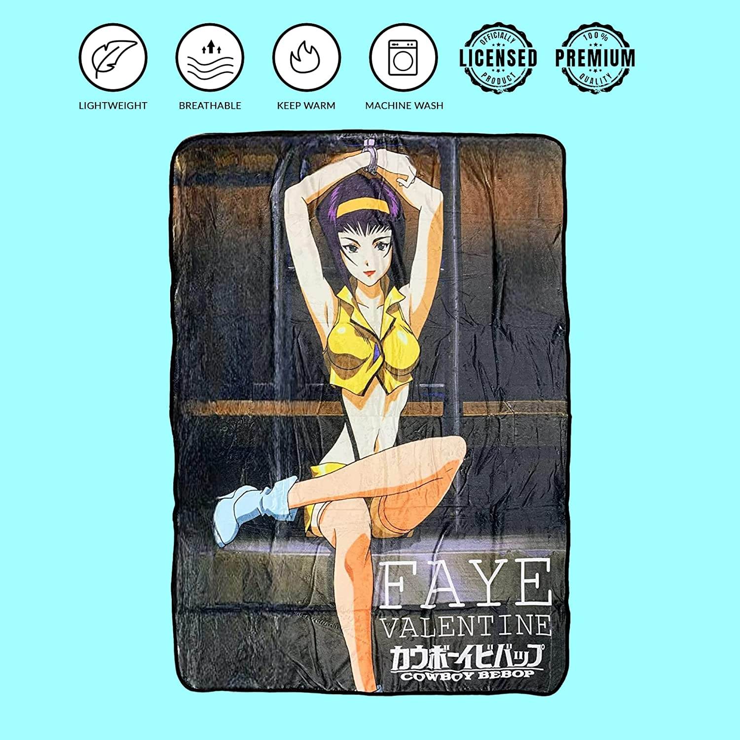Cowboy Bebop Faye Valentine Cuffed Fleece Throw Soft Lightweight Blanket 45x60 Inches - 