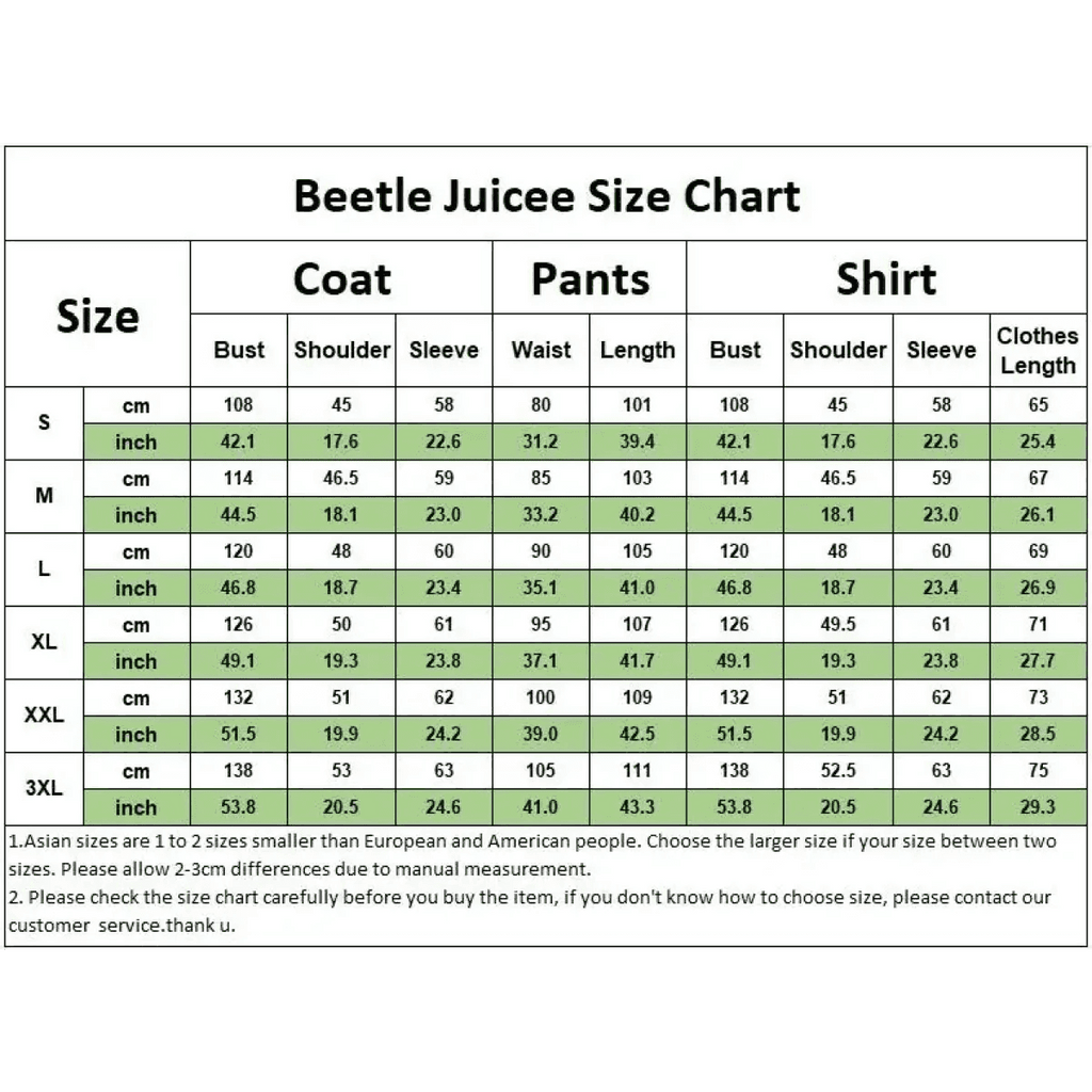 Beetlejuice Cosplay Suit – Black & White Striped Costume Set - S / Men Costume