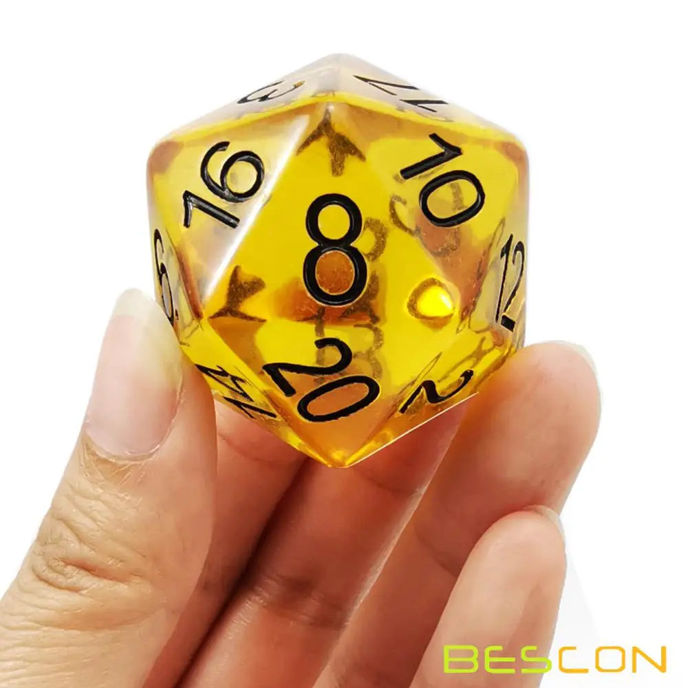 Bescon Jumbo D20 38MM, Big Size 20 Sides Dice 1.5 inch, Big 20 Faces Cube in Solid, Glitter,