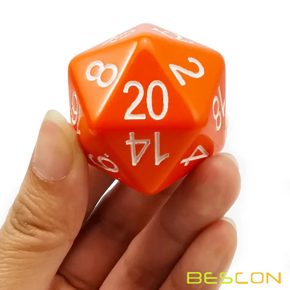 Bescon Jumbo D20 38MM, Big Size 20 Sides Dice 1.5 inch, Big 20 Faces Cube in Solid, Glitter,