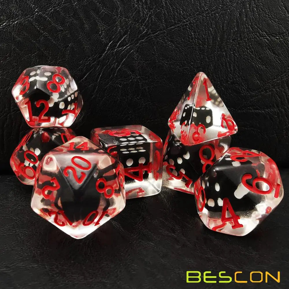 Bescon Novelty Spider Polyhedral Dice Set, Black Spider RPG Dice set of 7