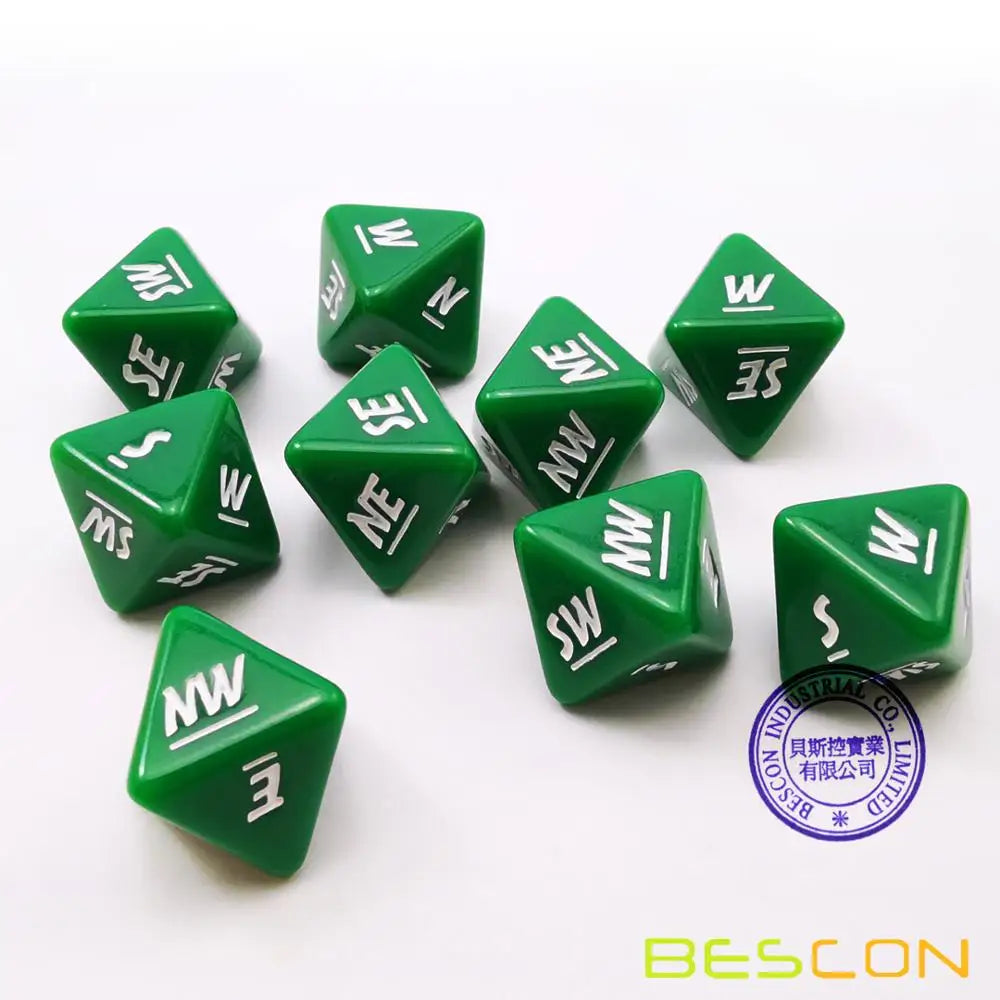 Bescon's Emotion, Weather and Direction Dice Set, 3 piece Proprietary Polyhedral RPG Dice Set in Blue, Green, Yellow