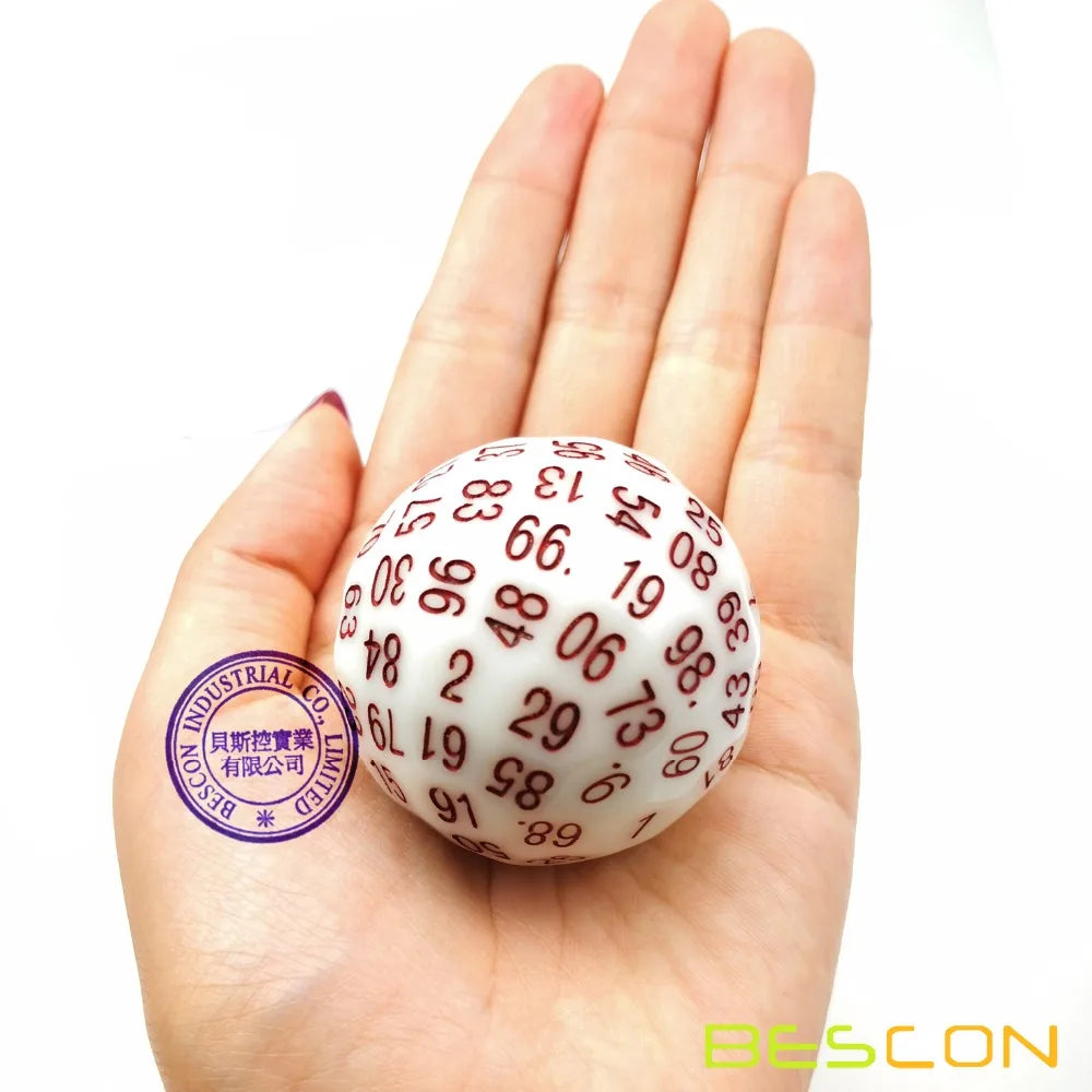 Bescon Super Jade Glow in Dark Polyhedral Dice 100 Sides, Luminous D100 die, 100 Sided Cube, Glowing D100 Game Dice