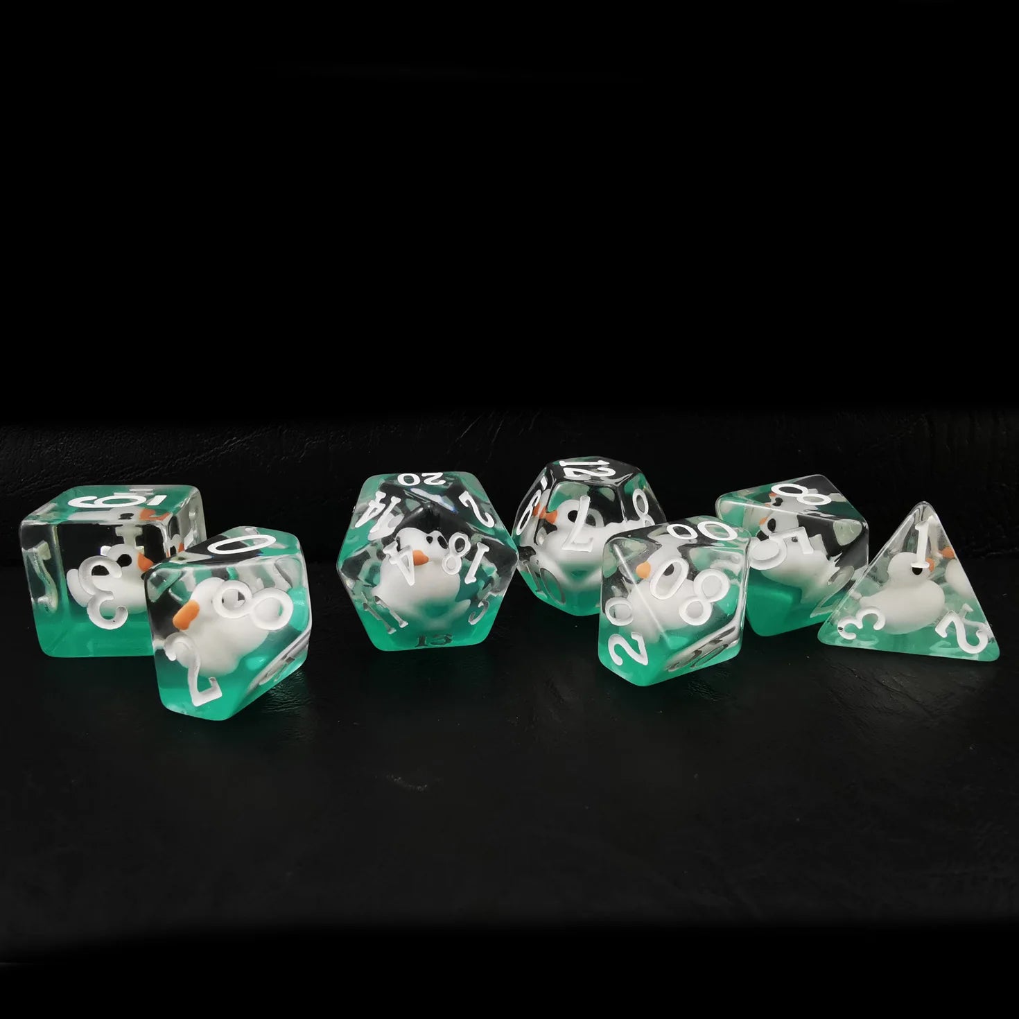 Bescon Swimming WhiteDuck RPG Dice Set of 7,  Novelty White Duck Polyhedral Game Dice set