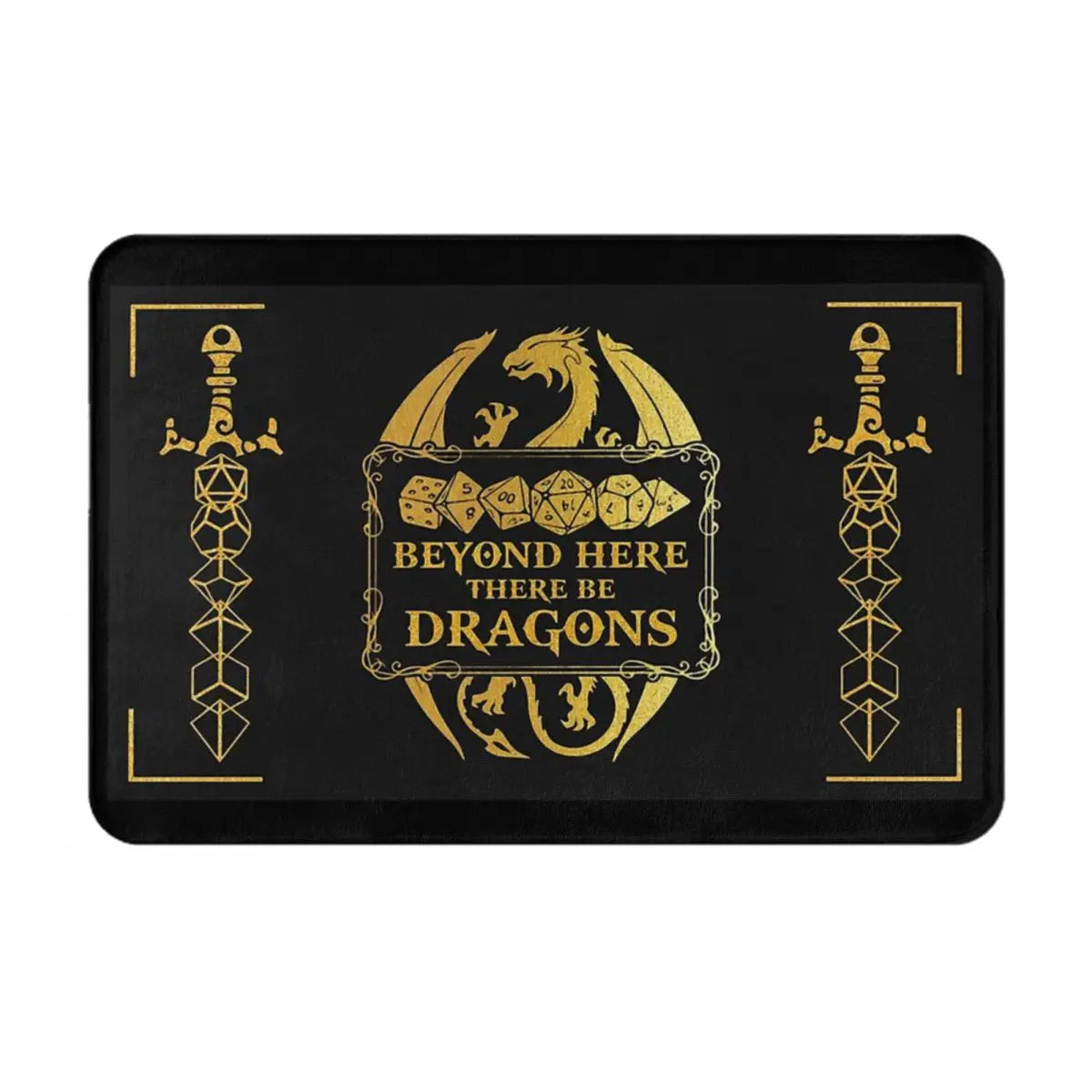 Beyond Here There Be Dragons Bathroom Non-Slip Carpet Dnd Game Bedroom Mat Welcome Doormat Floor Decoration Rug