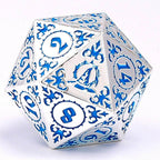 Wizard Solid Metal Polyhedral Dice Set - Silver with Blue - 