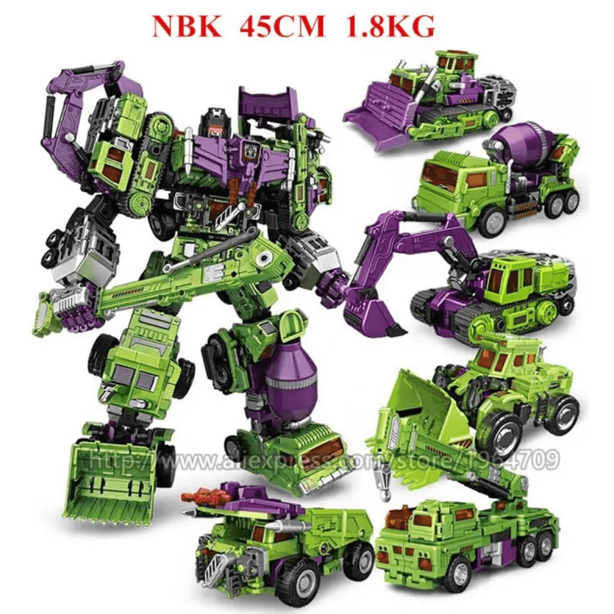 Jinbao 5-in-1 Big Transformation Predaking Anime Robot Action Figure - NBK Green 6 in 1