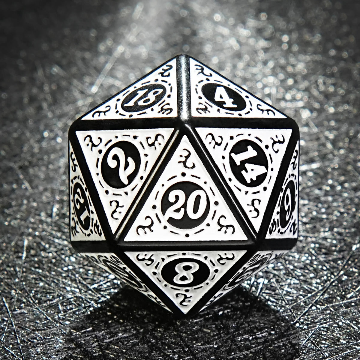 Black and White Elegant Acrylic DND Dice Set - Gothic Baroque