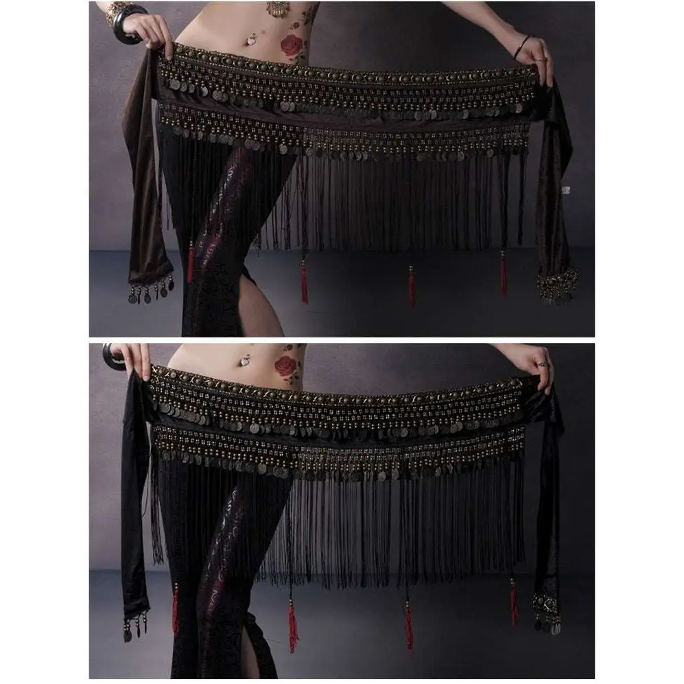 Belly Dance Waist Scarf Performance Tassel Hip Scarf Ethnic Tribe Dance Costume Belly Dance Waist Chain