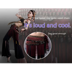 Belly Dance Waist Scarf Performance Tassel Hip Scarf Ethnic Tribe Dance Costume Belly Dance Waist Chain