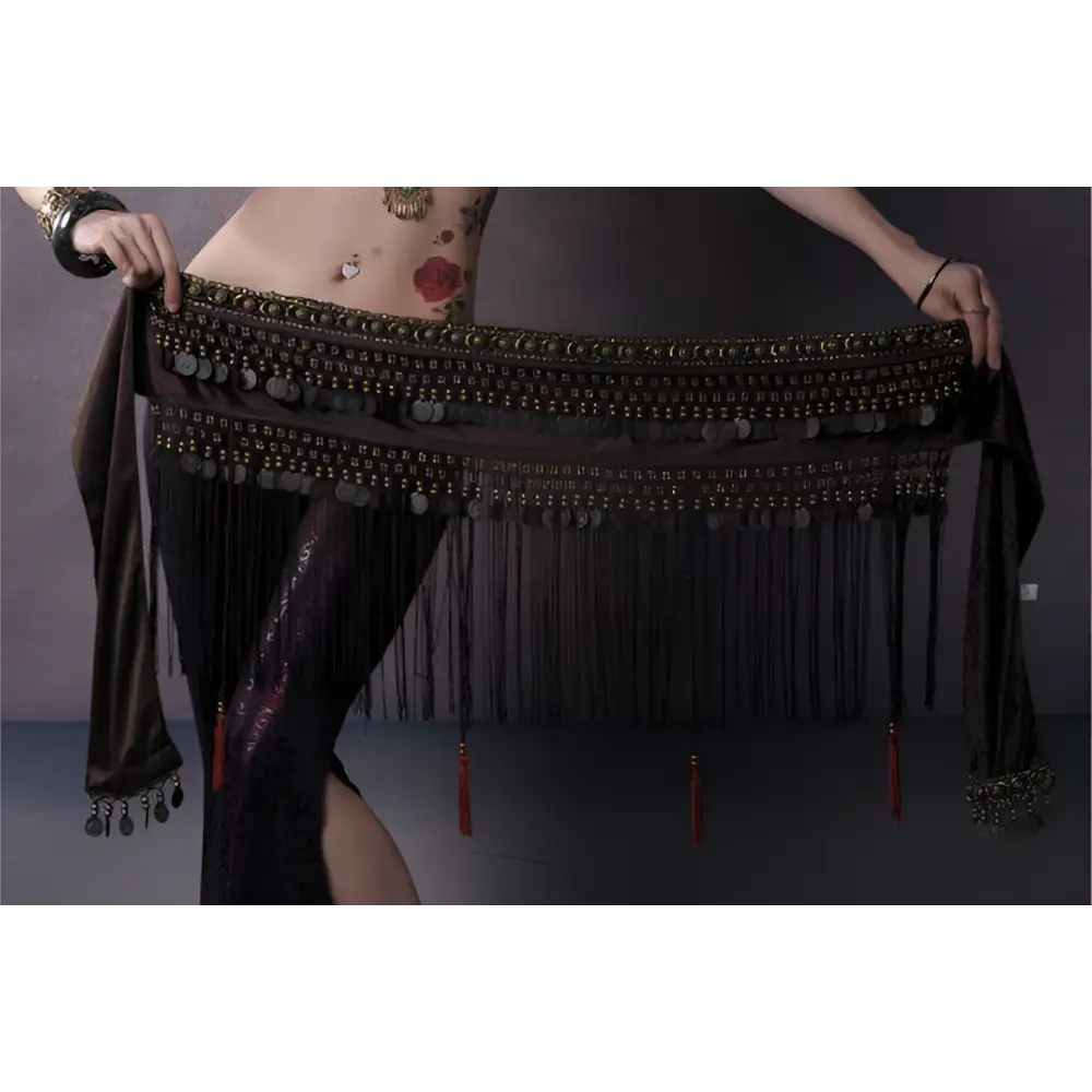 Belly Dance Waist Scarf Performance Tassel Hip Scarf Ethnic Tribe Dance Costume Belly Dance Waist Chain