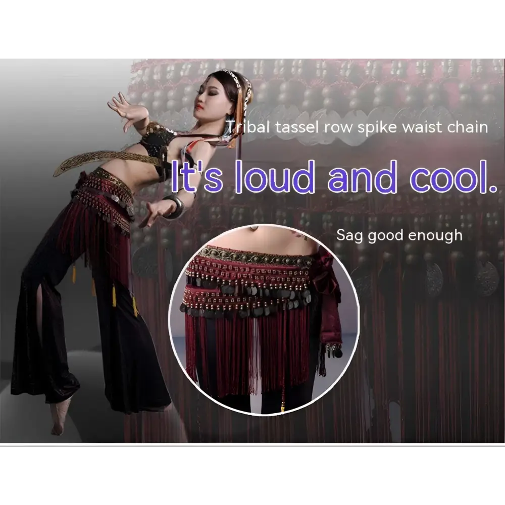 Belly Dance Waist Scarf Performance Tassel Hip Scarf Ethnic Tribe Dance Costume Belly Dance Waist Chain