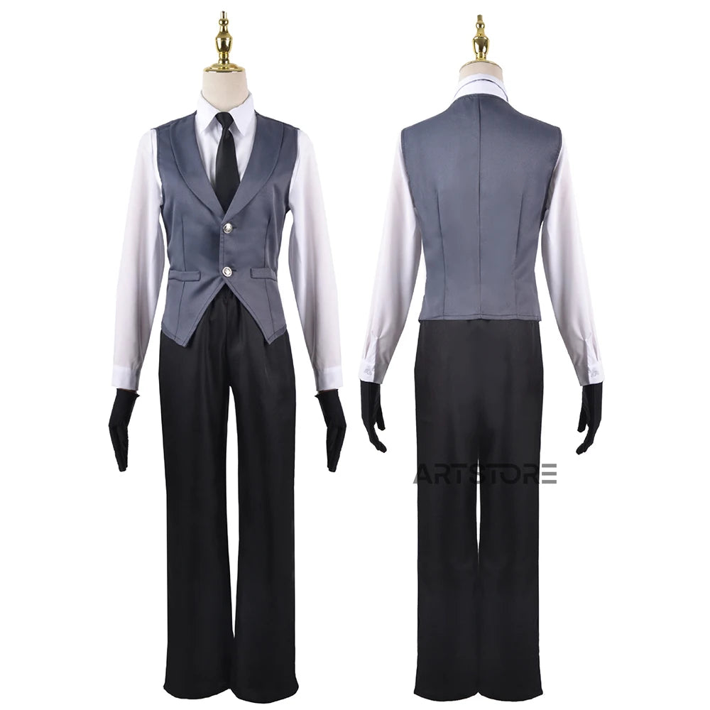 Black Butler Cosplay Japanese Anime Kuroshitsuji Sebastian Michaelis Cosplay Costume Unisex Uniforms 8 piece with Tattoo Sticker