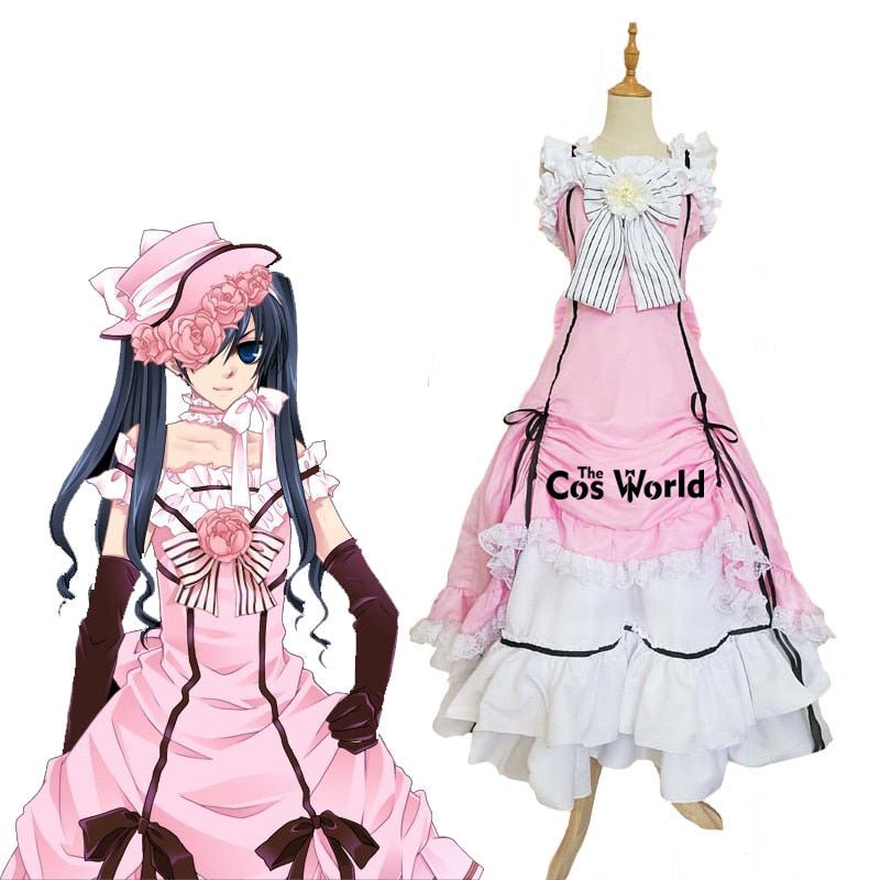 Black Butler Kuroshitsuji Ciel Phantomhive Sleeveless Lace Maid Court Full Dress Uniform Outfit Anime Cosplay Costumes