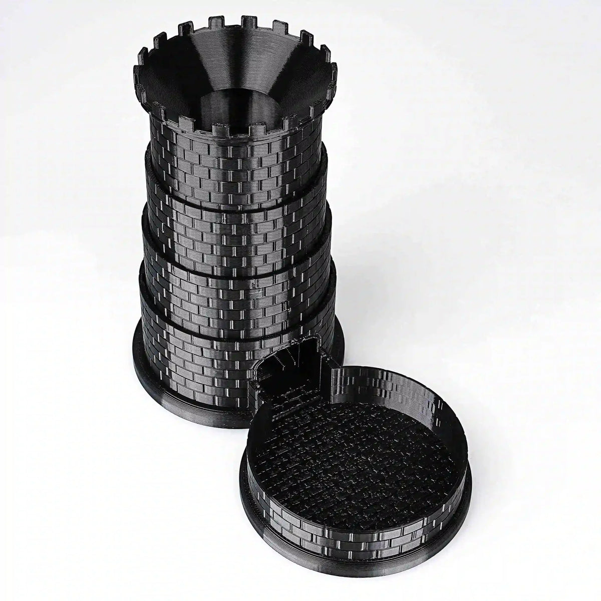 Black Castle Rotatable Folding Retractable DND Dice Tower with Dice Tray