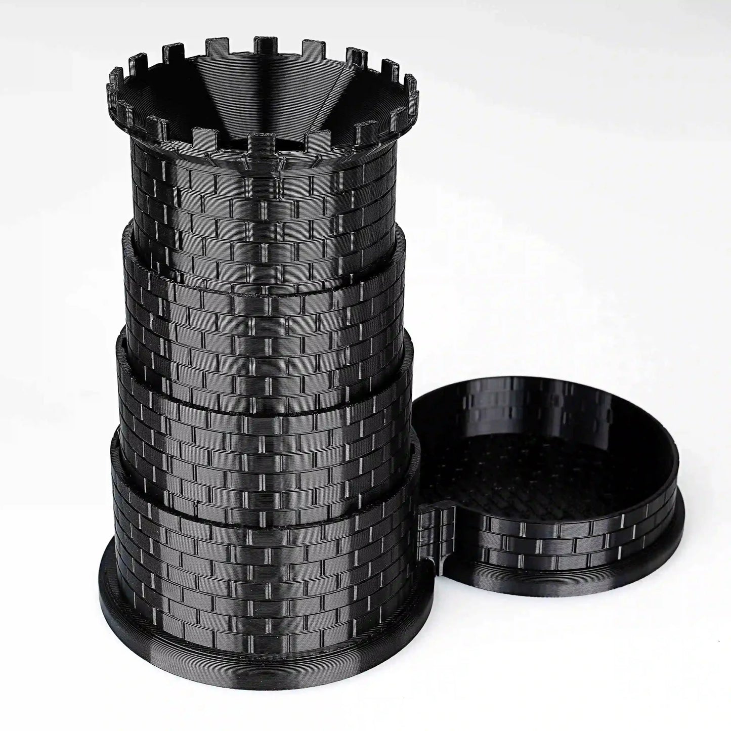 Black Castle Rotatable Folding Retractable DND Dice Tower with Dice Tray