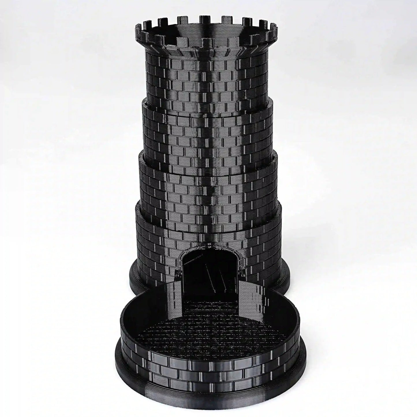 Black Castle Rotatable Folding Retractable DND Dice Tower with Dice Tray