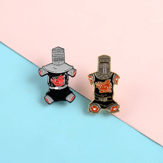 Black Knight Enamel Pins Custom Never-say-die Brooch Pin Shirt Black Flesh Wound Badge for Bag Lapel Jewelry Gift Friends