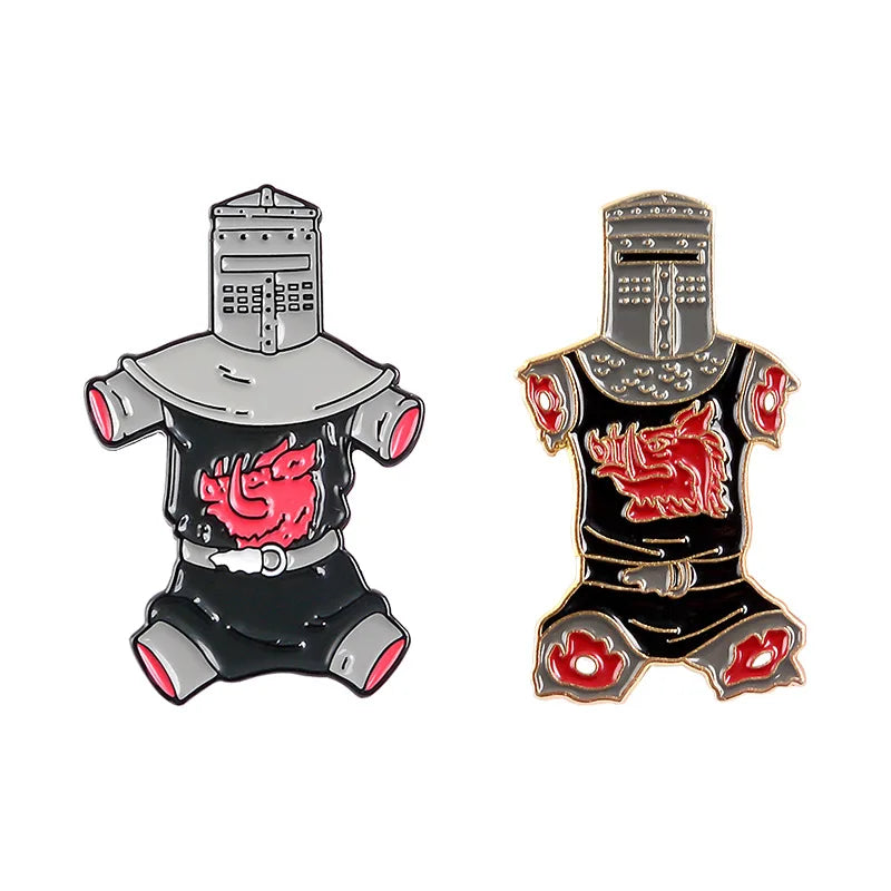 Black Knight Enamel Pins Custom Never-say-die Brooch Pin Shirt Black Flesh Wound Badge for Bag Lapel Jewelry Gift Friends