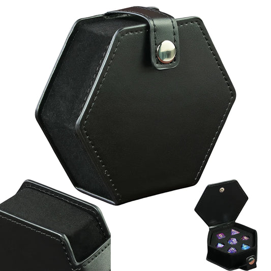 Black Leather Box DND Dice Case with Removable Slotted Tray, for  Role Playing Table Games 7-Piece Polyhedral Dices Storage