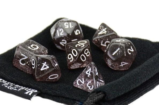 Black Sparkle Dice - 7 Piece Set