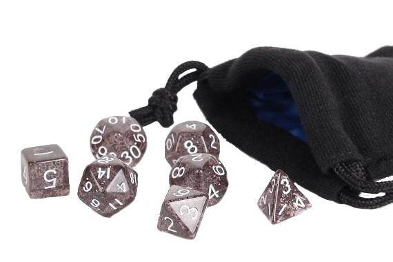 Black Sparkle Dice - 7 Piece Set - 