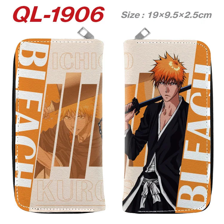 BLEACH Anime Cartoon Long Purse Handbag Portable Zipper Wallet Card Holder Male or Female