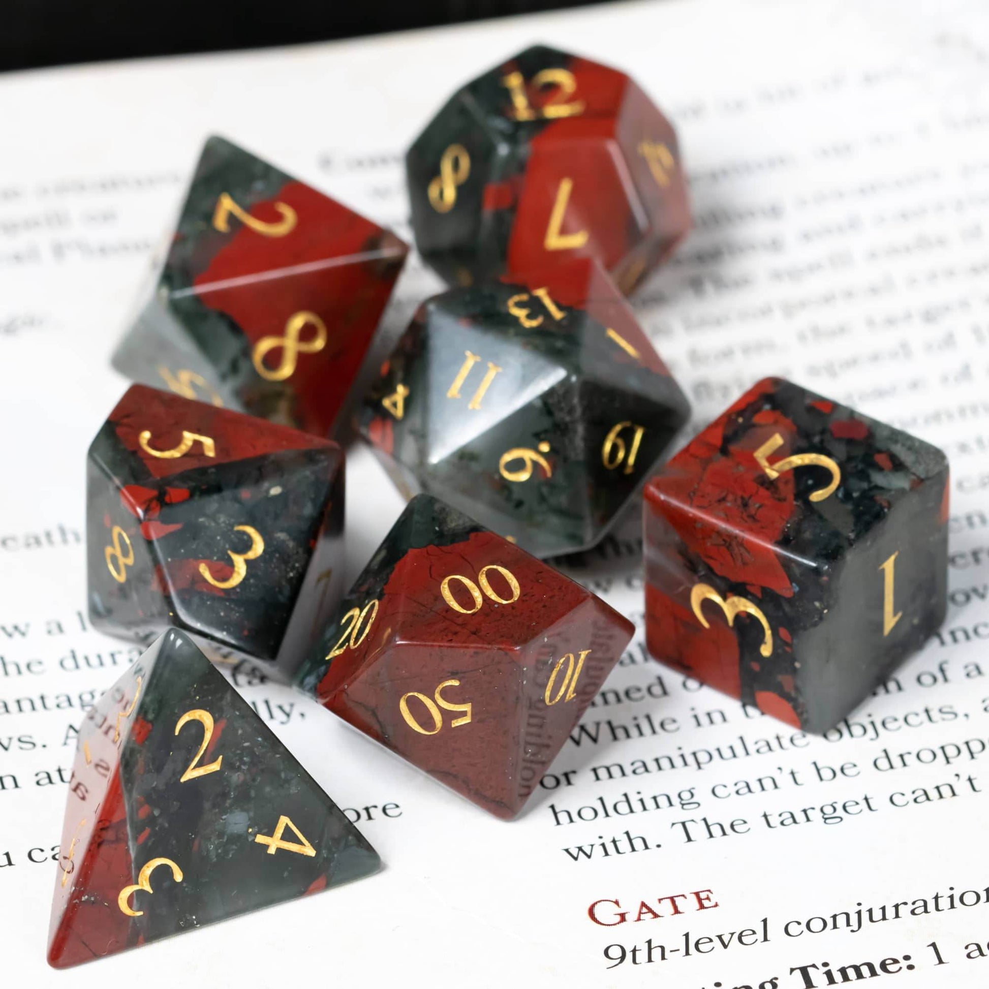 Bloodstone Gemstone Dice Set - 