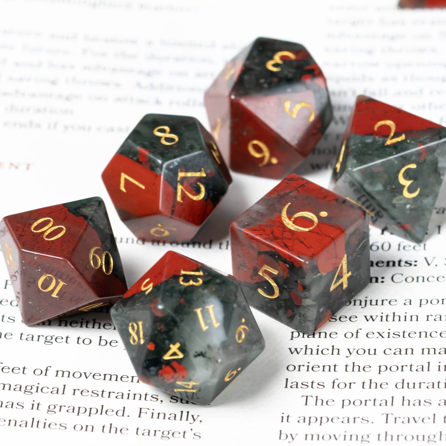Bloodstone Gemstone Dice Set - 