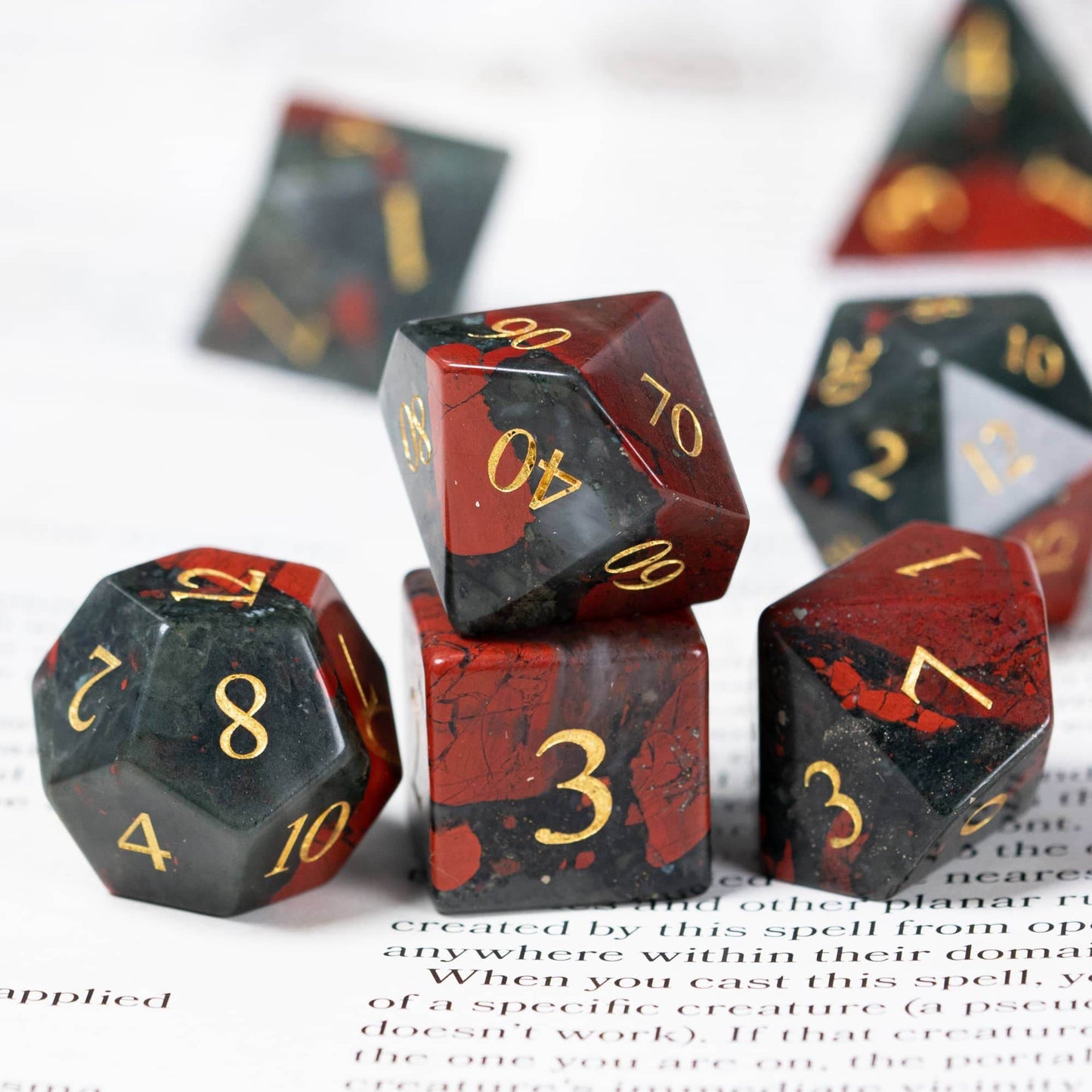 Bloodstone Gemstone Dice Set - 