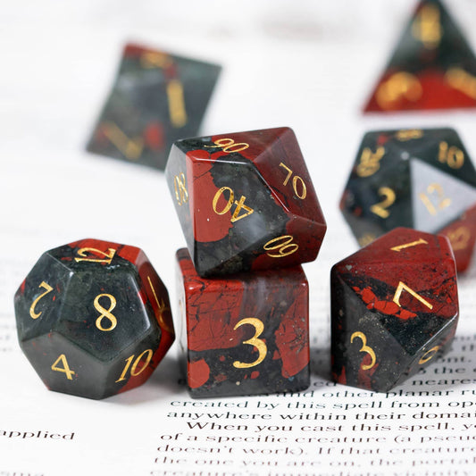 Bloodstone Gemstone Dice Set - 