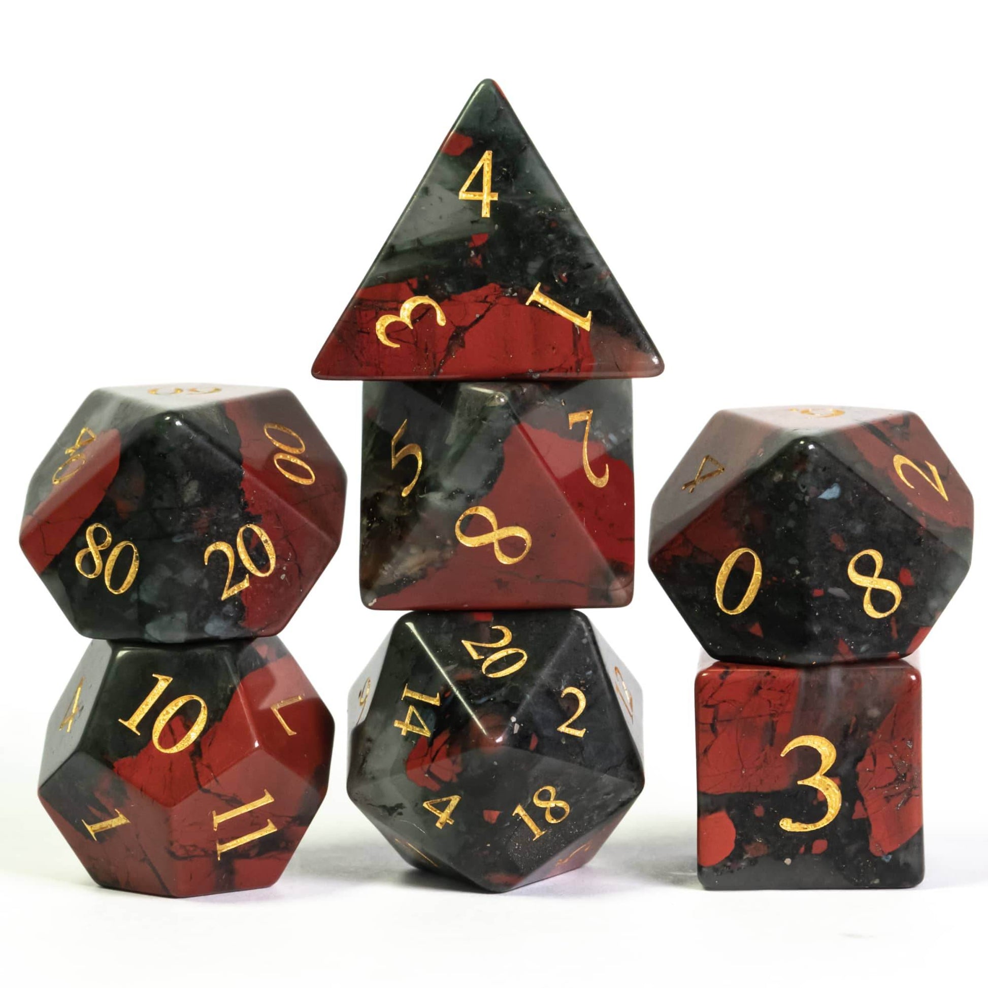 Bloodstone Gemstone Dice Set - 