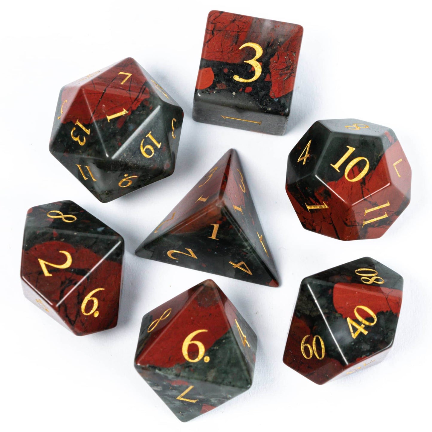 Bloodstone Gemstone Dice Set - 