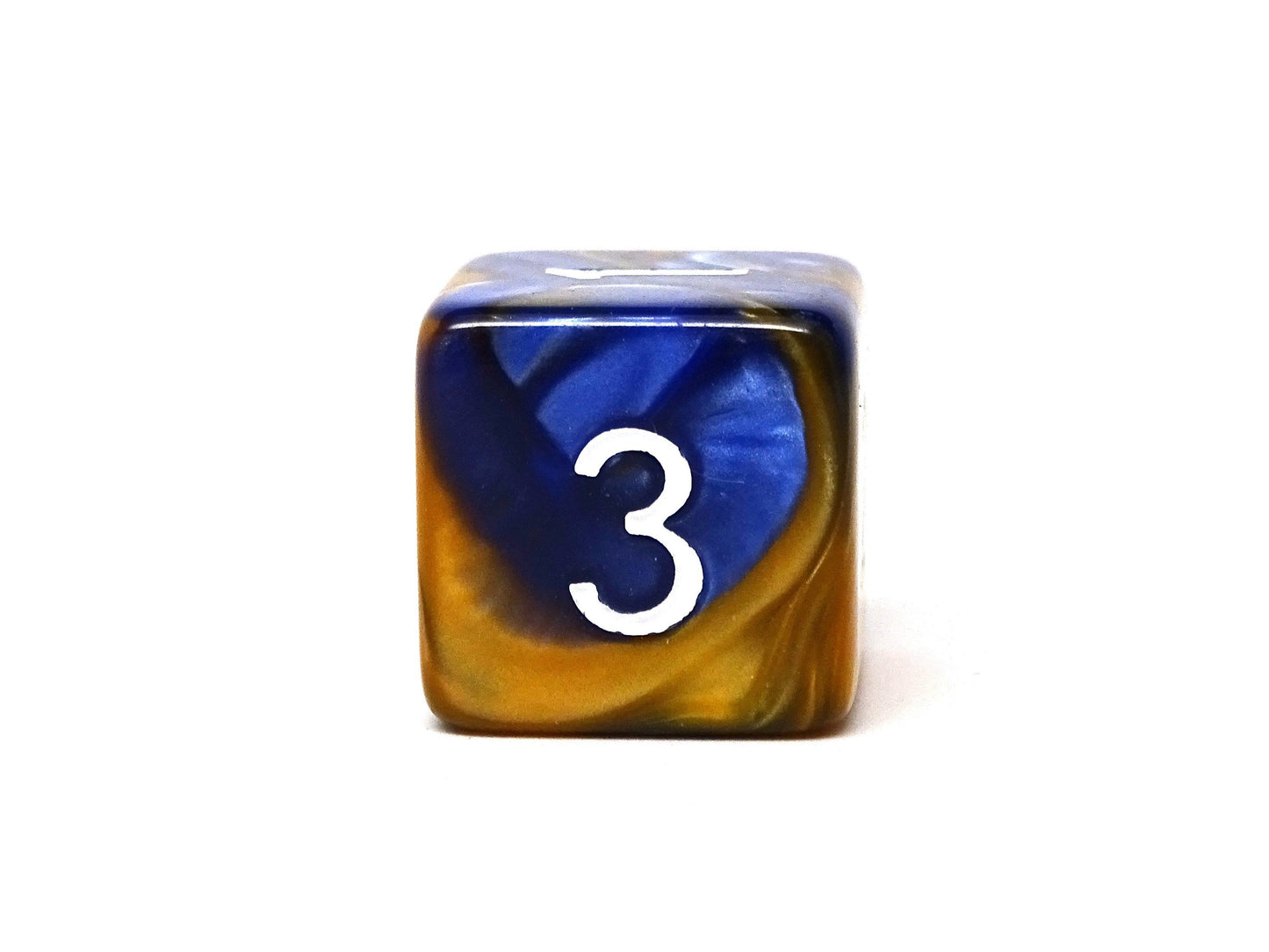 Blue and Amber Granite Dice Collection - 7 Piece Set