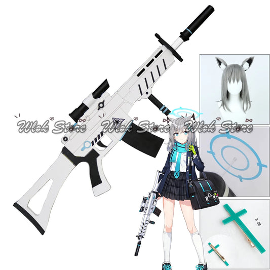 Blue Archive Cosplay Sunaokami Shiroko Weapon Prop Gun Shiroko Cosplay Halo Wig Headwear Halloween Party Roleplay Accessories