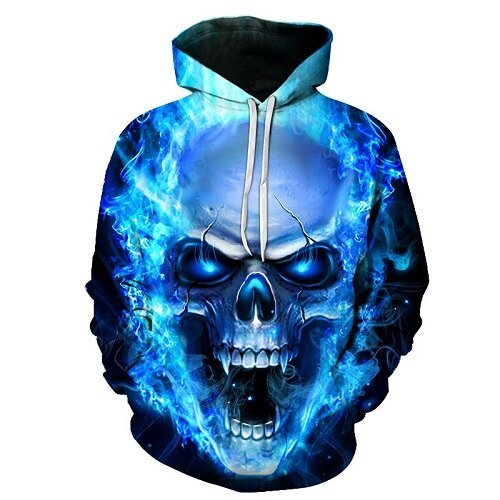 Blue Flame Skull Hoodies 3D Sweatshirts Men Women Hooded Loose Tracksuits Autumn Winter Coat Streetwear Funny Jackets Hoodie