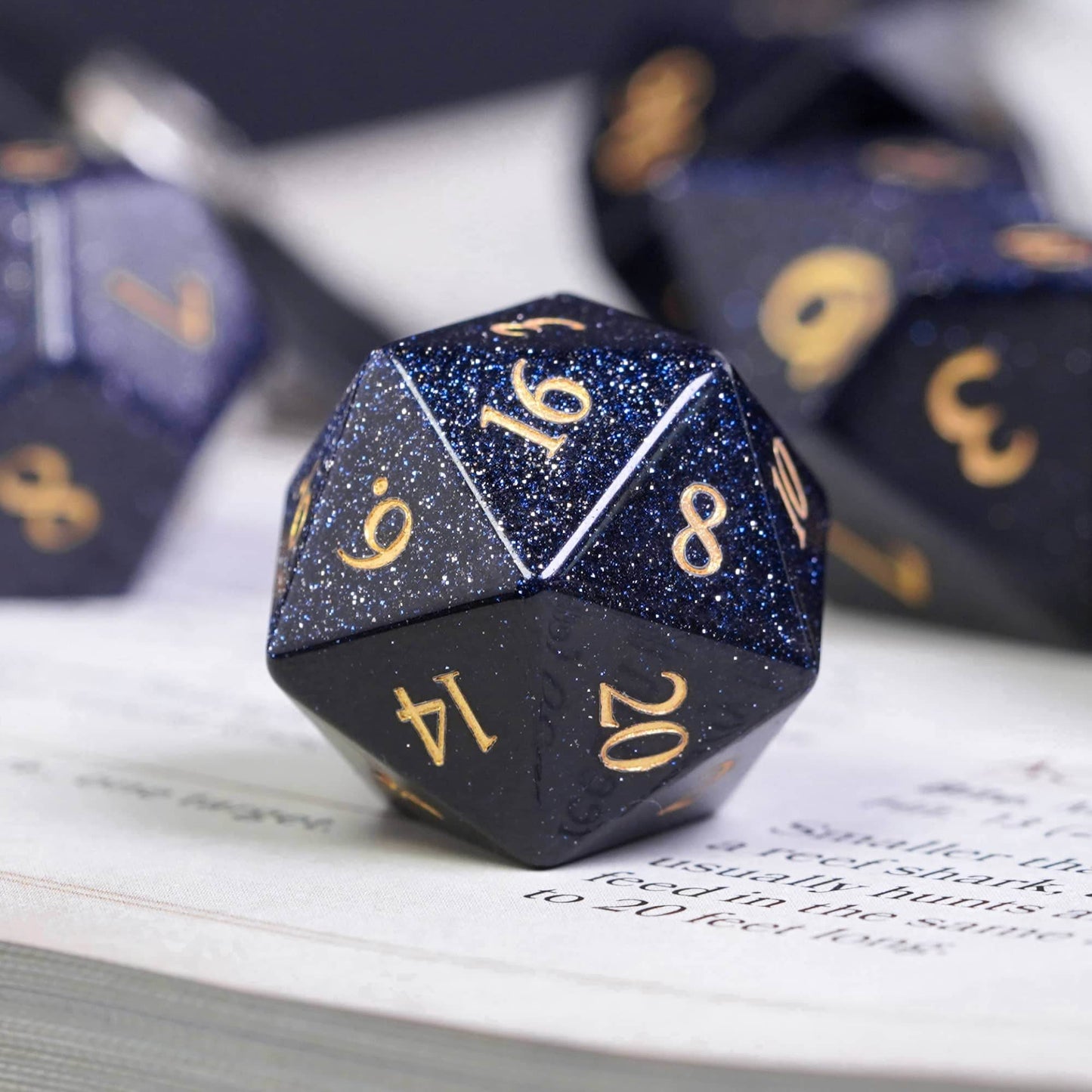Blue Goldstone Gemstone Dice Set - 