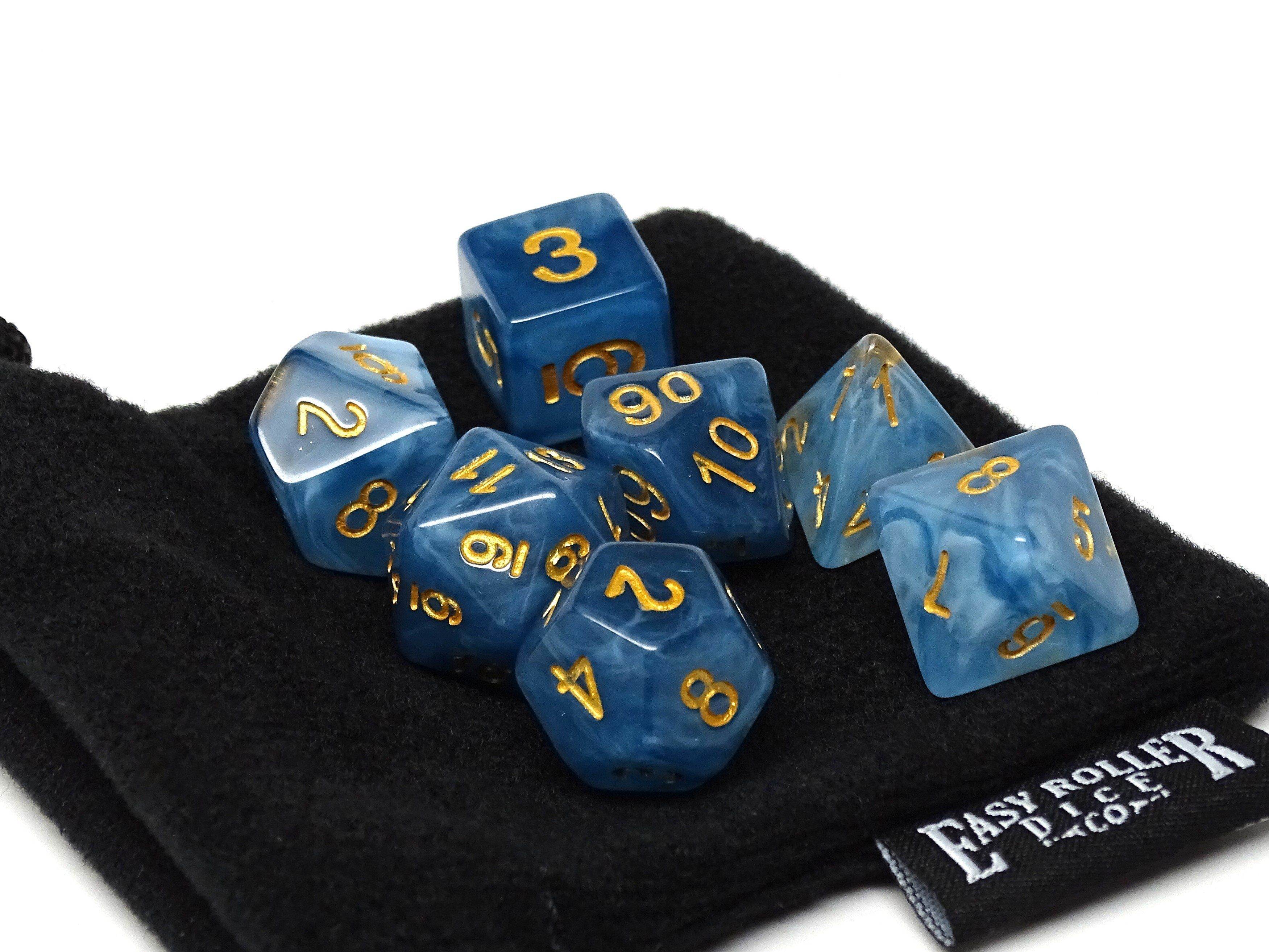 Blue Ivory Dice Collection - 7 Piece Set - 